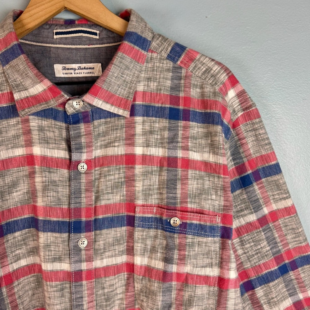 Tommy Bahama Canyon Beach Flannel Men XXL Plaid Long Sleeve Button Up Shirt